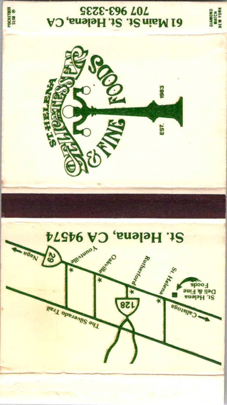 St. Helena Delicatessen & Fine Foods CA Vintage Matchbook Matchbox SMM21-1